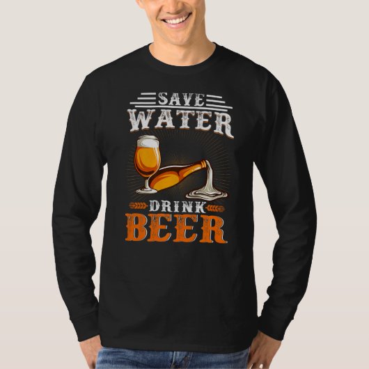 Sparen de Bier van de Drink van het Water Drink 2 T-shirt (Voorkant)
