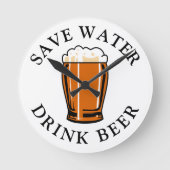Sparen de Bier van de Drink van het Water Ronde Klok (Voorkant)