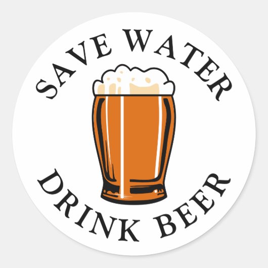 Sparen de Bier van de Drink van het Water Ronde Sticker (Voorkant)