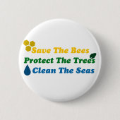 Sparen de bijen beschermen de bomen zuiveren de Ze Ronde Button 5,7 Cm (Voorkant)