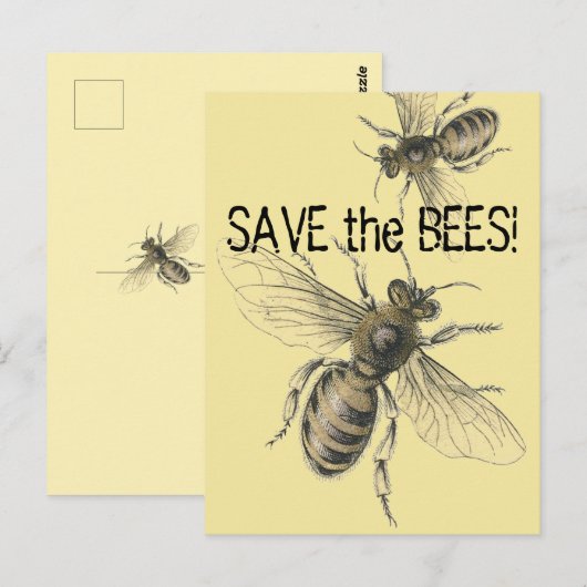 Sparen de bijen bijen Afbeeldingen Briefkaart (Voorkant / Achterkant)