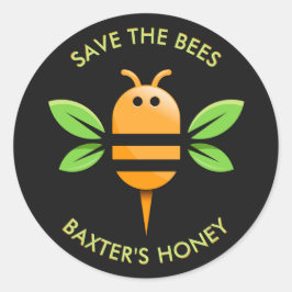 Sparen de Bijen Honey Jar Black Ronde Sticker