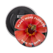 Sparen de bijen Oranje Dahlia Floral Button Flesopener (Voorkant)