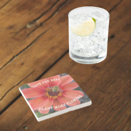 Sparen de bijen Oranje Dahlia Floral Stenen Onderzetter