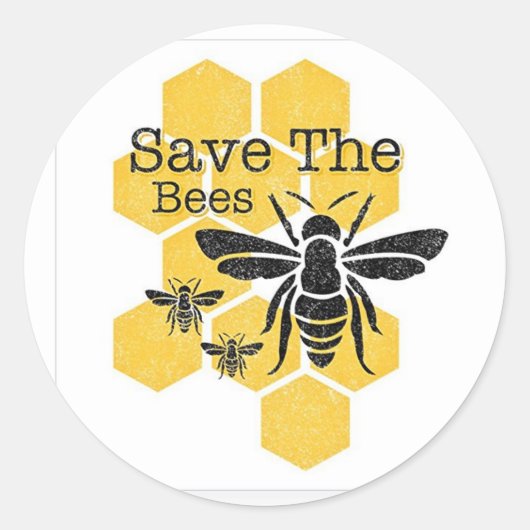 Sparen de bijen ronde sticker (Voorkant)