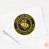 Sparen de bijen sparen de wereld ronde sticker (Envelop)