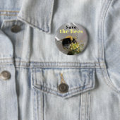 Sparen de bijenblauw op Apple Blossom Button (In situ)