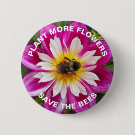 Sparen de bijennavel op de Roze Dahlia Bloem Ronde Button 5,7 Cm