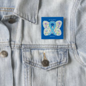 Sparen de Blauwe Boterfly Bewustheid van de Muziek Vierkante Button 5,1 Cm (In situ)