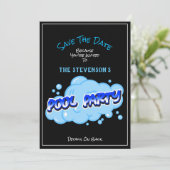 Sparen de Blauwe Bubbles van de Pool van de Partij Save The Date (Staand voorkant)