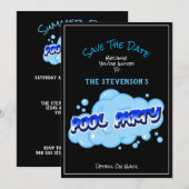 Sparen de Blauwe Bubbles van de Pool van de Partij Save The Date (Voorkant / Achterkant)