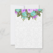 Sparen de  Blauwgroen Datum en Paars Bloemen Save The Date (Achterkant)