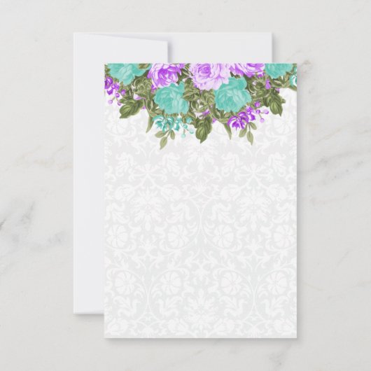 Sparen de  Blauwgroen Datum en Paars Bloemen Save The Date (Achterkant)