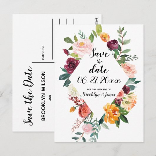 Sparen de Bloemen van de Herfst van de Briefkaart (Voorkant / Achterkant)