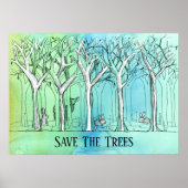 Sparen de Bogen Woodland Forest Pen en Ink Schets Poster (Voorkant)