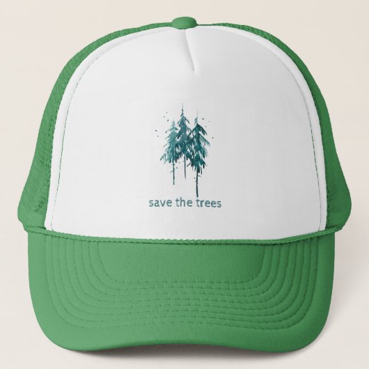 Sparen de Bomen Eenvoudige Blauw-Groene Pijnen van Trucker Pet (Voorkant)