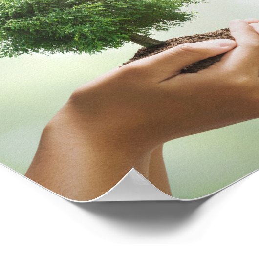 Sparen de Bomen Hands Holding Tree Eco Poster (Hoek)