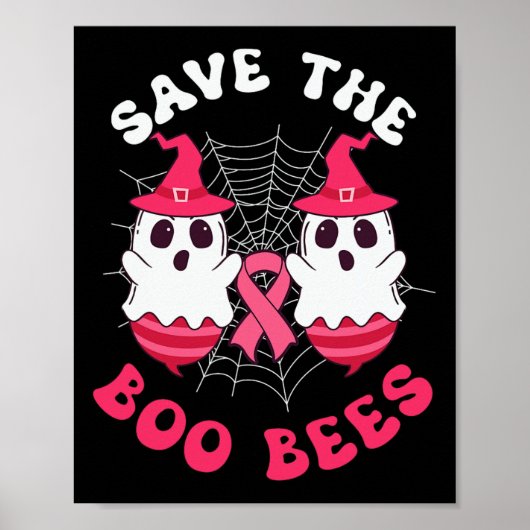 Sparen de Boo bijen Funny Halloween Breast Cancer  Poster (Voorkant)