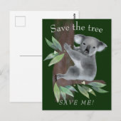 Sparen de boom om de boom te redden die koala knuf briefkaart (Voorkant / Achterkant)