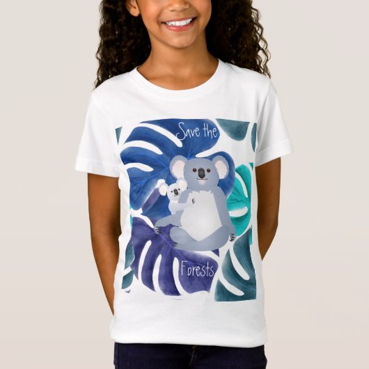 Sparen de Bossen Mam en Baby Koala in Bossen T-shirt (Voorkant)