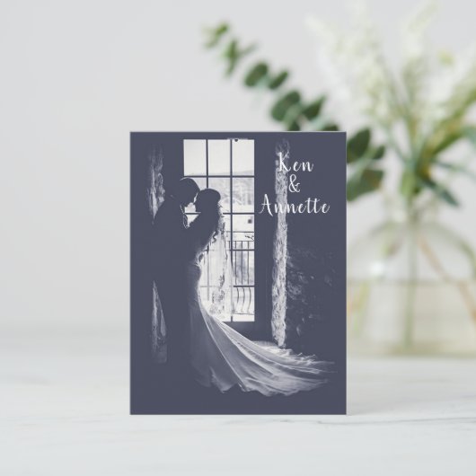 Sparen de Bride van de Datum en de Groom Briefkaart (Staand voorkant)