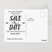 Sparen de Bride van de Datum en de Groom Briefkaart (Achterkant)