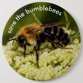 Sparen de Bumblebijen die de bloeiende Wit drijven Ronde Button 6,0 Cm (Voorkant)