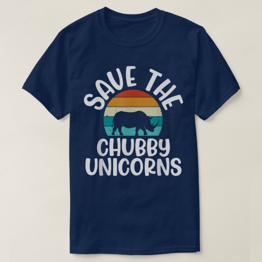 Sparen de Chubby Unicorns Funny Retro  Rhino T-shirt (Design voorkant)
