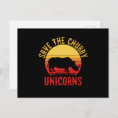 Sparen de Chubby Unicorns Funny Rhino Aankondigingskaart (Voorkant / Achterkant)