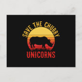 Sparen de Chubby Unicorns Funny Rhino Aankondigingskaart (Voorkant)
