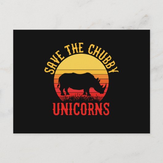 Sparen de Chubby Unicorns Funny Rhino Aankondigingskaart (Voorkant)