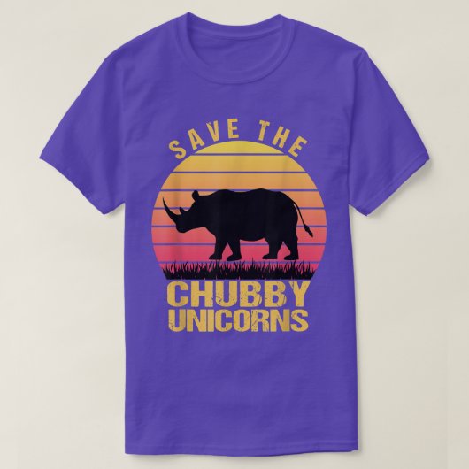 Sparen de Chubby Unicorns  Retro Funny Rhino T-shirt (Design voorkant)