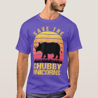 Sparen de Chubby Unicorns  Retro Funny Rhino T-shirt