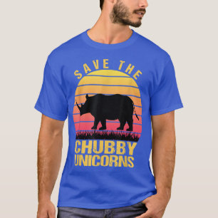 Sparen de Chubby Unicorns Retro Funny Rhino T-shirt