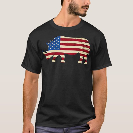 Sparen de Chubby Unicorns T Shirt USA Flag Rhino R (Voorkant)