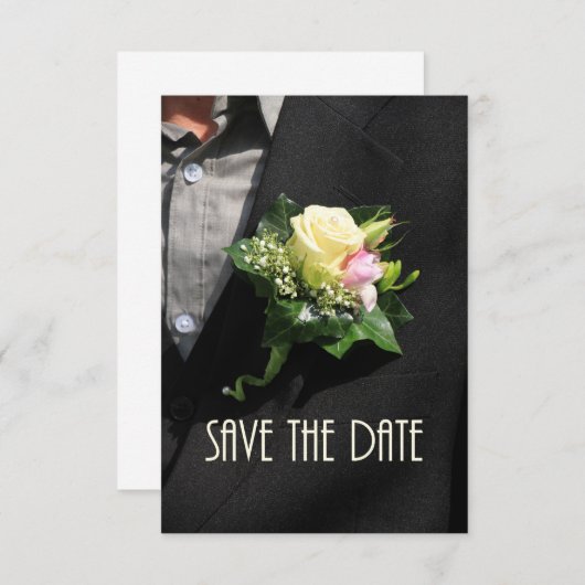 Sparen de Communicatie van de Datum Boutonniere Save The Date (Voorkant / Achterkant)