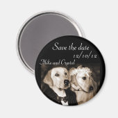 Sparen de date dog bruiloft koppel magnet (Voorkant / Achterkant)