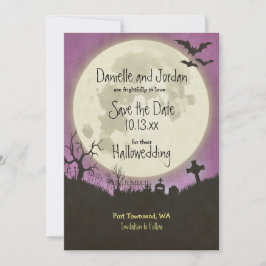 Sparen de Date Halloween bruiloft in paars Save The Date