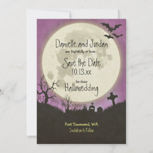 Sparen de Date Halloween bruiloft in paars Save The Date