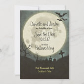 Sparen de Date Halloween bruiloft - maan, begraafp Save The Date (Voorkant)