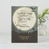 Sparen de Date Halloween bruiloft - maan, begraafp Save The Date (Staand voorkant)