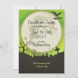 Sparen de Date Halloween bruiloft - maan, begraafp Save The Date