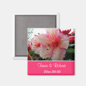 Sparen de date, roze rododendron bloemen. magneet (Voorkant / Achterkant)