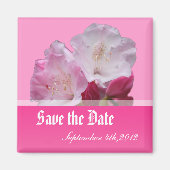 Sparen de date, roze rododendron bloemen. magneet (Voorkant)