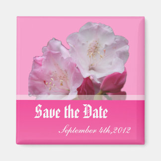 Sparen de date, roze rododendron bloemen. magneet
