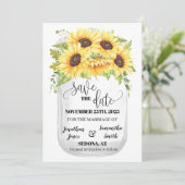 Sparen de Date sunflower floral boho chic bruiloft Kaart (Staand voorkant)
