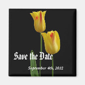 Sparen de date trouwmagneet. Gele tulpbloemen Magneet (Voorkant)