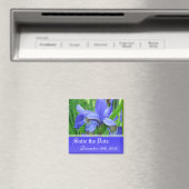 Sparen de date, veer blauwe iris bloemen. magneet (Insitu (Vaatwasser))