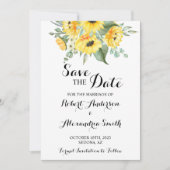 Sparen de Date Wedding Sunflower Greenery Kaart (Voorkant)