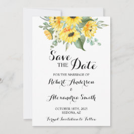 Sparen de Date Wedding Sunflower Greenery Kaart